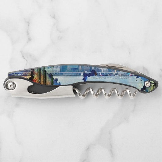 SlipperyJoe NYC Graffiti-Moon umringt wirbelnd Kellnermesser (Vorderseite)