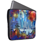 SlipperyJoe NYC Graffiti-Moon umringt wirbelnd Laptopschutzhülle (Vorne Rechts)