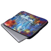 SlipperyJoe NYC Graffiti-Moon umringt wirbelnd Laptopschutzhülle (Vorne Knopf)