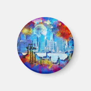 SlipperyJoe NYC Graffiti-Moon umringt wirbelnd Magnet