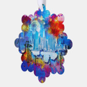 SlipperyJoe NYC Graffiti-Moon umringt wirbelnd Ornament Karte (Linke Ecke)