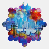 SlipperyJoe NYC Graffiti-Moon umringt wirbelnd Ornament Karte (Vorderseite)