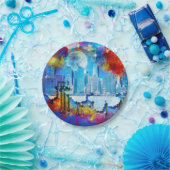 SlipperyJoe NYC Graffiti-Moon umringt wirbelnd Pappteller (Party)