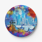 SlipperyJoe NYC Graffiti-Moon umringt wirbelnd Pappteller (Vorderseite)