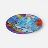 SlipperyJoe NYC Graffiti-Moon umringt wirbelnd Pappteller (Schrägansicht)