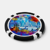 SlipperyJoe NYC Graffiti-Moon umringt wirbelnd Pokerchips (Einzeln)