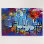 SlipperyJoe NYC Graffiti-Moon umringt wirbelnd Puzzle (Horizontal)