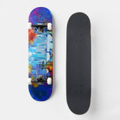 SlipperyJoe NYC Graffiti-Moon umringt wirbelnd Skateboard (Vorderseite)