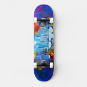 SlipperyJoe NYC Graffiti-Moon umringt wirbelnd Skateboard (Vorderseite)