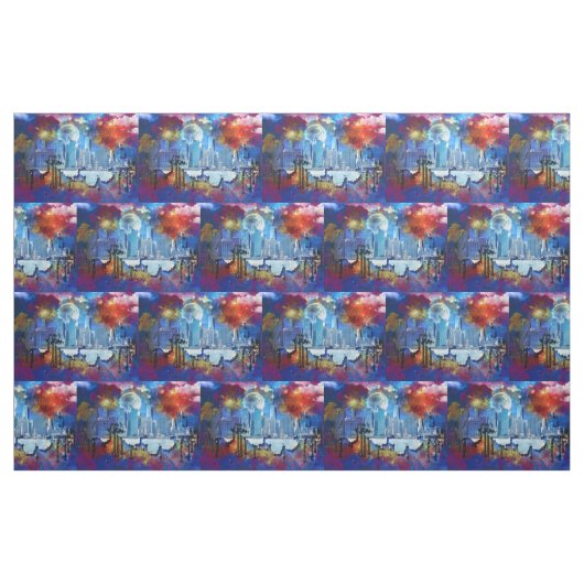 SlipperyJoe NYC Graffiti-Moon umringt wirbelnd Stoff (Yard (91,4 cm))