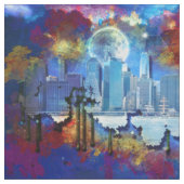 SlipperyJoe NYC Graffiti-Moon umringt wirbelnd Stoff (Muster)