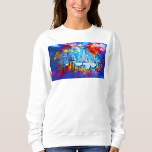 SlipperyJoe NYC Graffiti-Moon umringt wirbelnd Sweatshirt