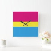SlipperyJoe pansexual Stolz Fahne rosa Bernstein Quadratische Wanduhr (Zuhause)