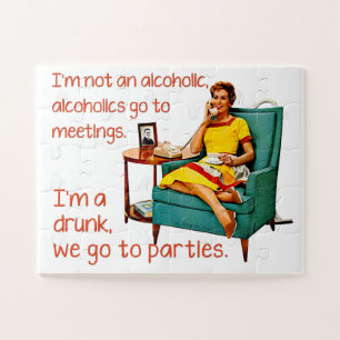 SlipperyJoe Soziale Trinkparty Vintage Frau Puzzle