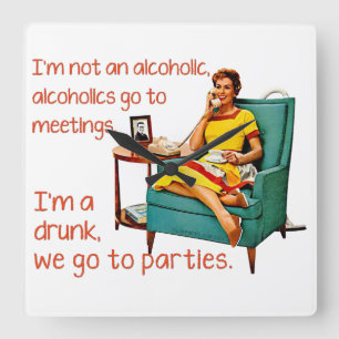 SlipperyJoe sozialisiert Trinken Party Vintag Quadratische Wanduhr