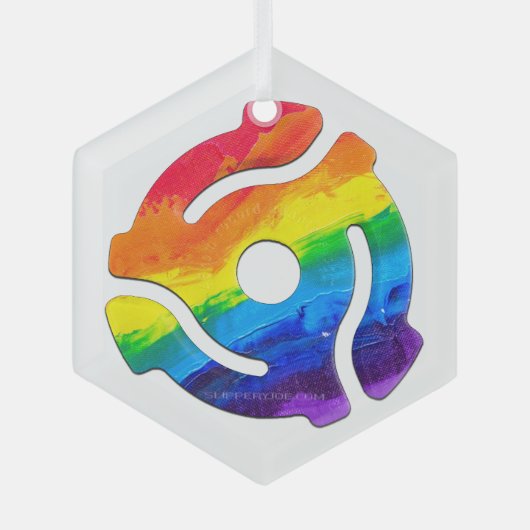SlipperyJoe's 45-RPM-Plattenadaptervibran Ornament Aus Glas (Vorderseite)