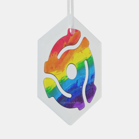 SlipperyJoe's 45-RPM-Plattenadaptervibran Ornament Aus Glas (Vorderseite Rechts)