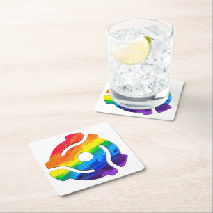 SlipperyJoe's 45-RPM-Plattenadaptervibran Rechteckiger Pappuntersetzer