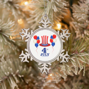 SlipperyJoe's 4. Juli Unabhängigkeitstag klassisch Schneeflocken Zinn-Ornament