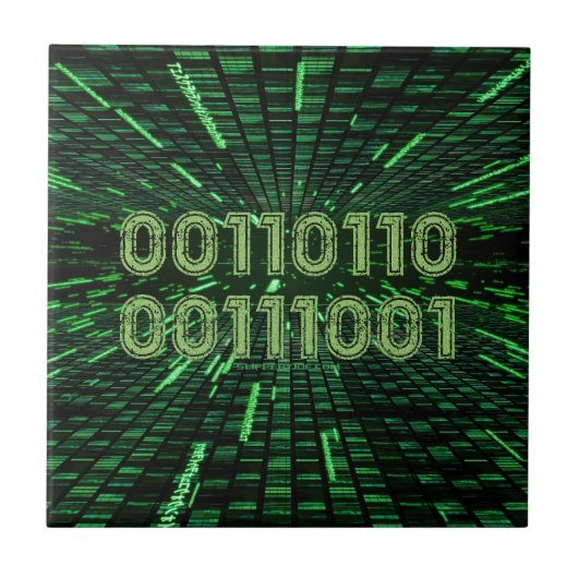 SlipperyJoe's 69 Binärkode, dynamischer grüner Com Fliese (Vorderseite)