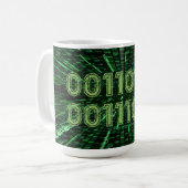 SlipperyJoe's 69 Binärkode, dynamischer grüner Com Kaffeetasse (Vorderseite Links)