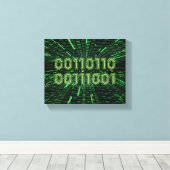 SlipperyJoe's 69 Binärkode, dynamischer grüner Com Leinwanddruck (Insitu (Holzboden))
