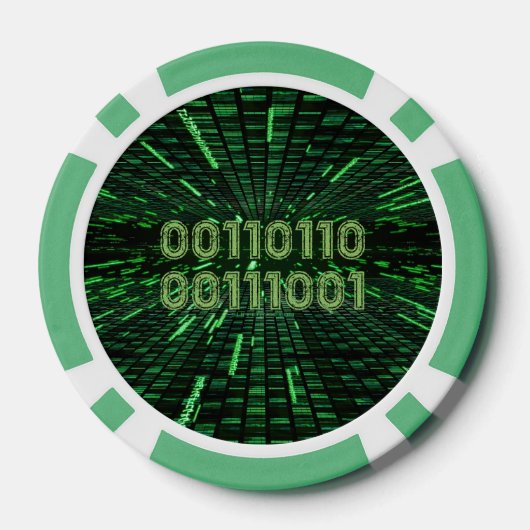 SlipperyJoe's 69 Binärkode, dynamischer grüner Com Pokerchips (Rückseite)