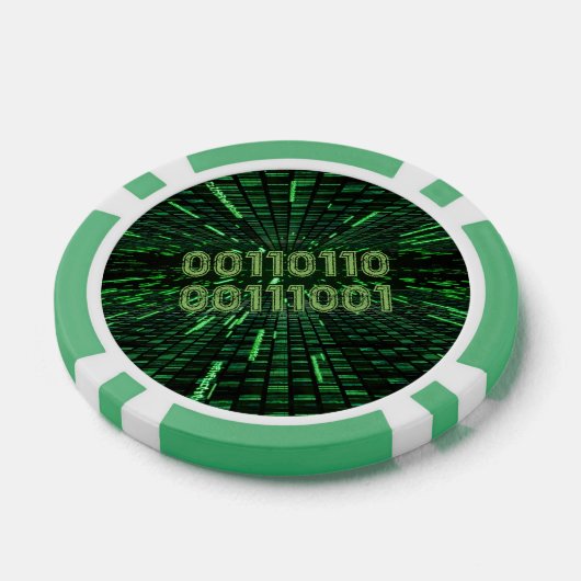 SlipperyJoe's 69 Binärkode, dynamischer grüner Com Pokerchips (Einzeln)