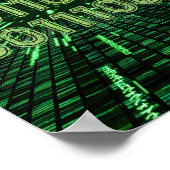 SlipperyJoe's 69 Binärkode, dynamischer grüner Com Poster (Ecke)