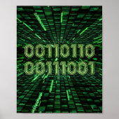 SlipperyJoe's 69 Binärkode, dynamischer grüner Com Poster (Vorne)