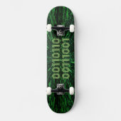 SlipperyJoe's 69 Binärkode, dynamischer grüner Com Skateboard (Vorderseite)