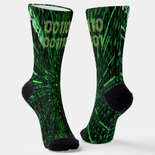 SlipperyJoe's 69 Binärkode, dynamischer grüner Com Socken