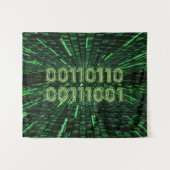 SlipperyJoe's 69 Binärkode, dynamischer grüner Com Wandteppich (Vorderseite (Horizontal))