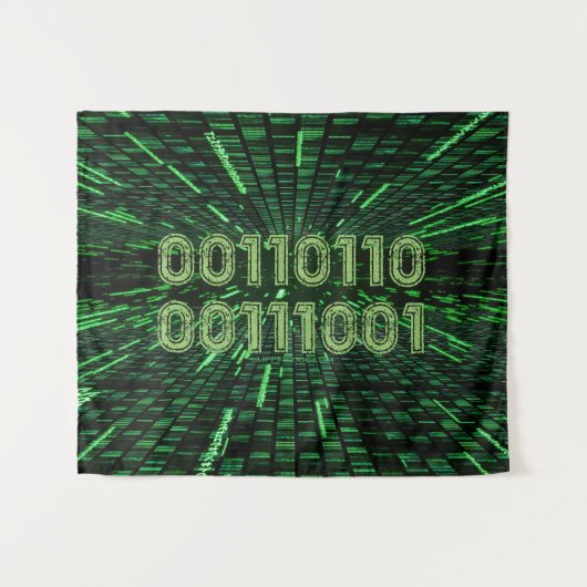 SlipperyJoe's 69 Binärkode, dynamischer grüner Com Wandteppich (Vorderseite (Horizontal))