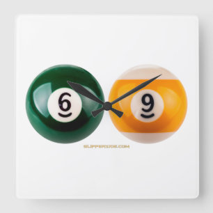 SlipperyJoe's 69 harter Billardtisch Quadratische Wanduhr