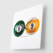 SlipperyJoe's 69 harter Billardtisch Quadratische Wanduhr (Winkel)