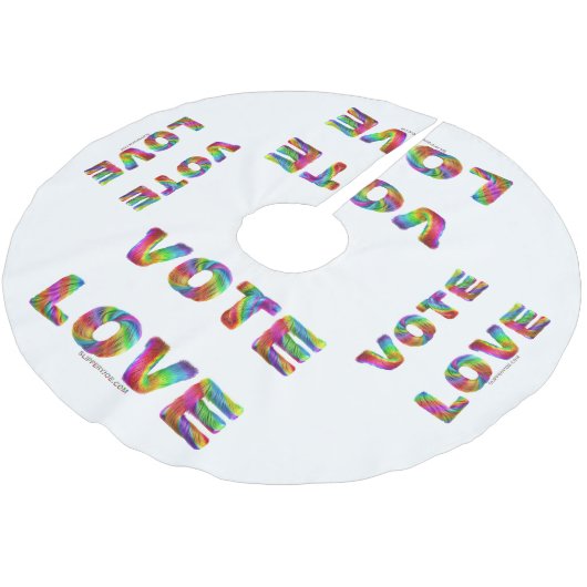 SlipperyJoe's Abstimmung Liebe Gleichstellung Gay  Polyester Weihnachtsbaumdecke (Schrägansicht)