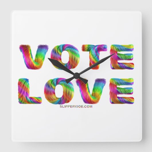 SlipperyJoe's Abstimmung Liebe Gleichstellung Gay Quadratische Wanduhr (Vorderseite)