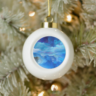 SlipperyJoe's abstrakte Wolkengemälde farbenfrohe  Keramik Kugel-Ornament