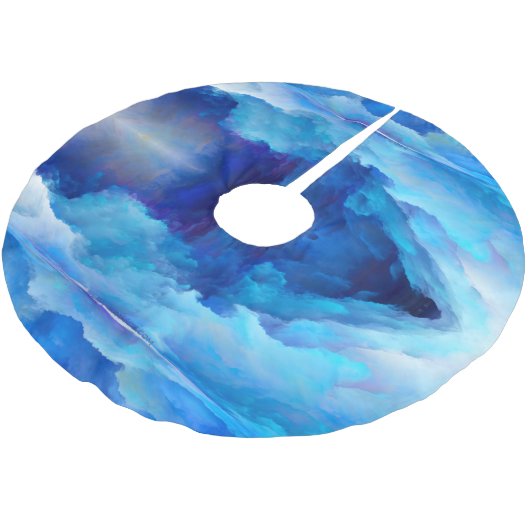 SlipperyJoe's abstraktes Cloud-Kunstwerk, farbenfr Polyester Weihnachtsbaumdecke (Schrägansicht)