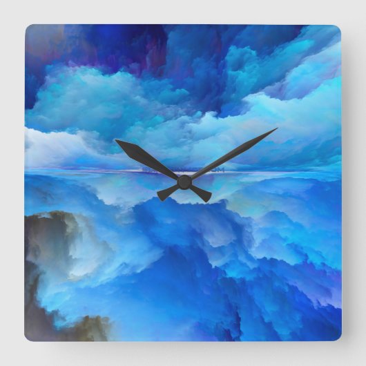 SlipperyJoe's abstraktes Cloud-Kunstwerk, farbenfr Quadratische Wanduhr (Vorderseite)