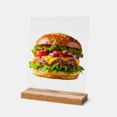 SlipperyJoe's appetitlicher Cheeseburger knusprig  Acrylschild (Winkel)