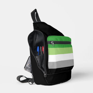 SlipperyJoe's Aromtic Pride Flag Gay Geschenke LGB Crossbody Bag