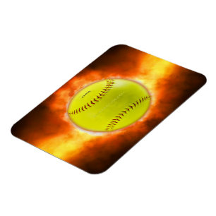 SlipperyJoe's artistic Softball on fire gay gifts  Magnet