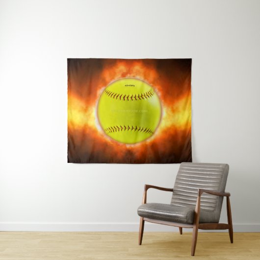 SlipperyJoe's artistic Softball on fire gay gifts  Wandteppich (Beispiel (Horizontal))