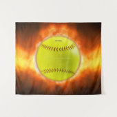 SlipperyJoe's artistic Softball on fire gay gifts Wandteppich (Vorderseite (Horizontal))