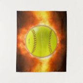 SlipperyJoe's artistic Softball on fire gay gifts Wandteppich (Vorderseite)