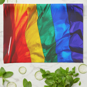 SlipperyJoe's Artistic Wave Gay Pride Flag Geschen Geschirrtuch