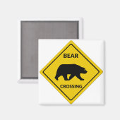 SlipperyJoe's Bärenkreuzschild Silhouette gelb Magnet (Vorderseite/Rückseite)