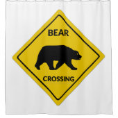 SlipperyJoe's Bärenkreuzschild trägt Silhouette w Duschvorhang (Vorderseite)